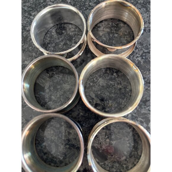 Vintage Silver Plated Napkin Rings Set Of 6 Round 1.5" Diameter Unpolished - Picture 1 of 7